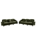 thumbnail image 6 of Newest Classic Sleeper Sofa Couch,Flared Arms,Removable Ruffles Pleats Skirts,Spindle Legs, Comfy Modular Sectional Chenille Deep Seat Cloud Sofa Couch,3 Movable Ottomans,Green, 6 of 19