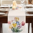 thumbnail image 3 of Table Runners 72 Inches Long Dress Scarves, Colorful Tulips Floral Farmhouse Kitchen/Dining Table Runner, Coffee Tablerunners, Modern Art Watercolor Pastoral 16x72 Inch, 3 of 9