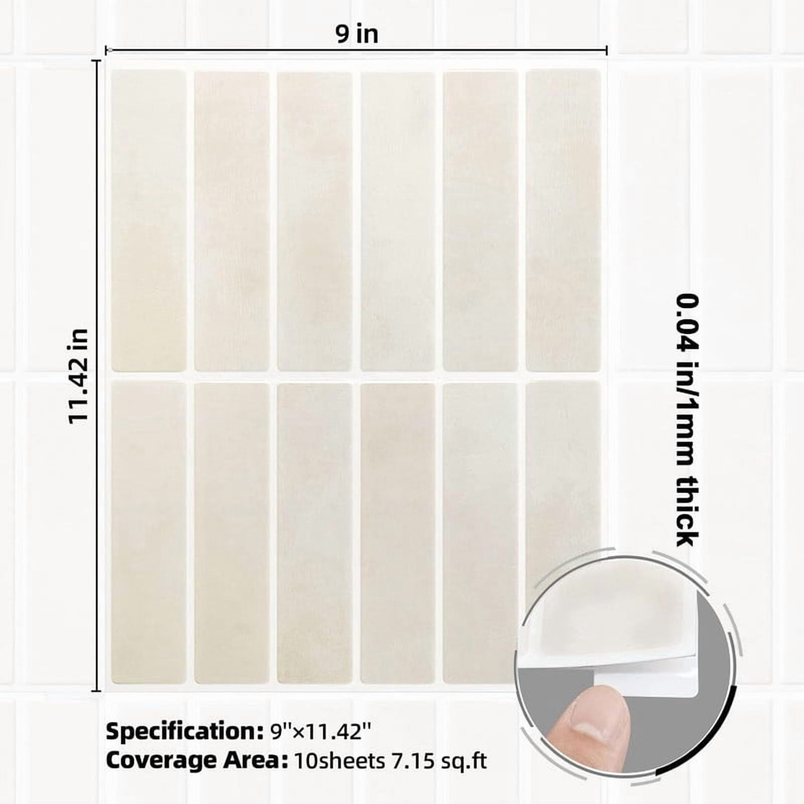Easy4Home 10Pcs 3D Peel and Stick Backsplash 11.4"x9" Self-Adhesive Wall Tile for Kitchen Bathroom, Marble White