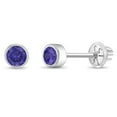 thumbnail image 1 of Bezel Set Simulated Amethyst Toddler Screw Back Earrings 14k White Gold, 1 of 6