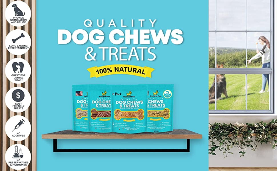 Hotspot Pets Beef Tendons for Dogs 6-8'' - Rawhide-Free Back Strap Flat Tendons Dog Treats (10 Pack)