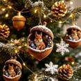 thumbnail image 3 of Rustic Woodland Christmas Ornament, 3.15 Inch Resin Acorn Shell Animal Ornament, Hanging Decor for Tree Mantel Wreath Thanksgiving Centerpiece, Squirrel with Winter Sock, 3 of 7