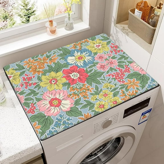 Leaf Washing Machine Dust Cover Pad, Non-slip Washer and Dryer Covers for The Top, Protector Mat for Washer Dryer Aesthetics Home Decor, 23.6" x 19.7"