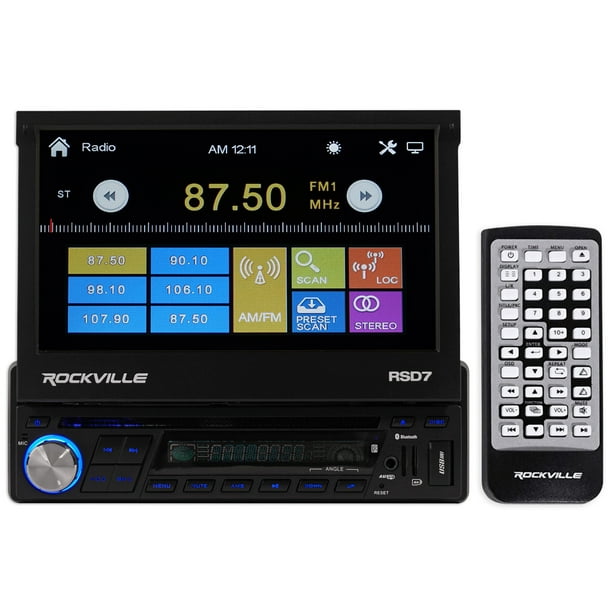 Rockville 7 In Dash Car Monitor Dvd Player Receiver W Bluetooth Iphone Pandora Walmart Com Walmart Com