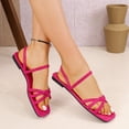 thumbnail image 5 of Summer Casual Closed Sandals Women Women's Fashionable And Casual Spring And Summer Comfortable And Versatile Elegant One-Strap Thin Strap Low-Heeled Flat Sandals Hot Pink 42, 5 of 6