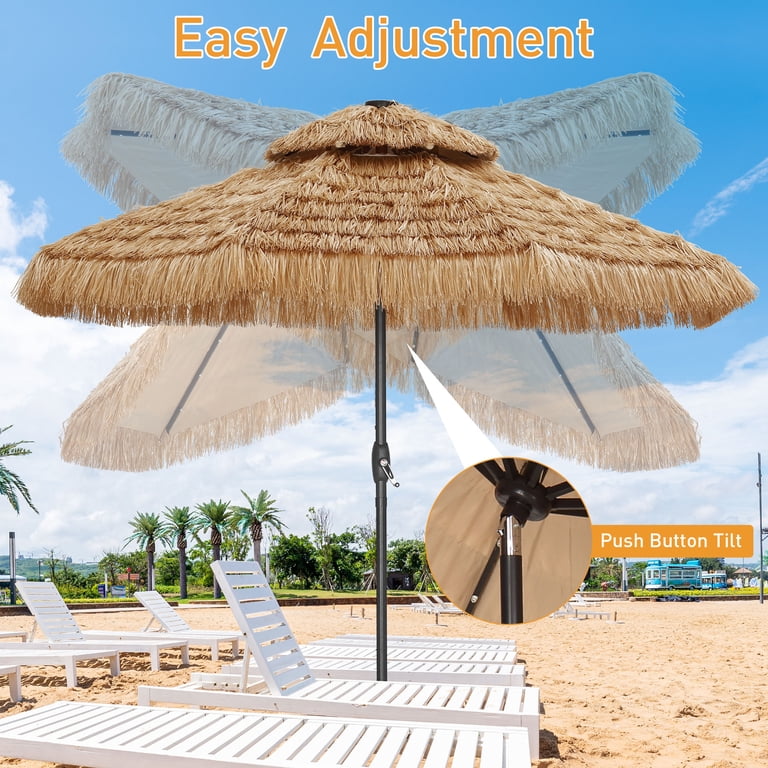 9 ft patio umbrella with fringe Terrace Arc Scalloped Market Half Cran Durable polyester canopy LAGarden 9 ft Boho Umbrella