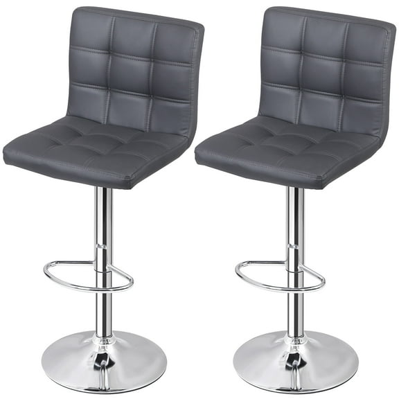 ZENY Set of Two Home Height Adjustable Armless Spa Bar Stools 360-Degree Swivel, Dark Gray