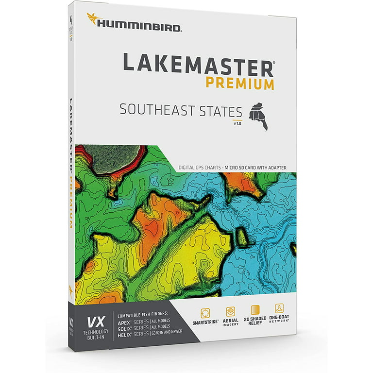 Humminbird LakeMaster Premium Southeast V1 One Boat Network VX Technology 