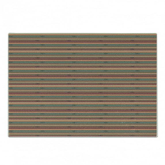 Tribal Cutting Board, Repetitive Pattern with Colorful Stripes Arrows Triangles and Rhombs, Decorative Tempered Glass Cutting and Serving Board, in 3 Sizes, by Ambesonne