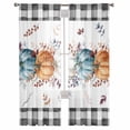 thumbnail image 2 of Fall Pumpkins Semi Sheer Curtains 96 Inch Length 2 Panels Set,Thanksgiving Leaves Vintage Check Farmhouse Sheer Kitchen Curtain Privacy Voile Window Curtain for Living Room Bedroom Rod Pocket Drapes, 2 of 7