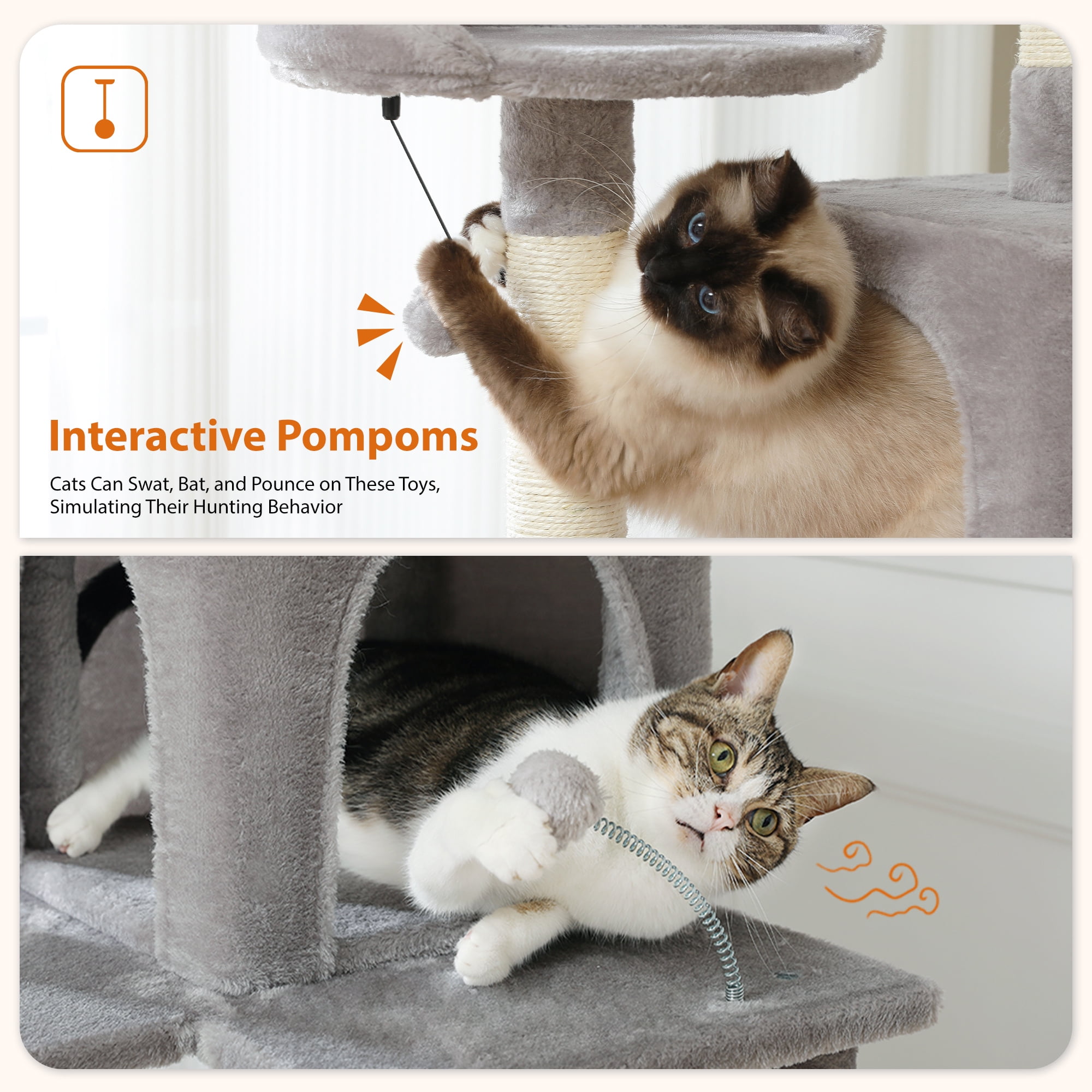 Kadyn 63" Cat Tree Tower for Indoor Cats, 4 Levels Platform Cat Condo for Large Cats with Fully Scratching Posts, Gray