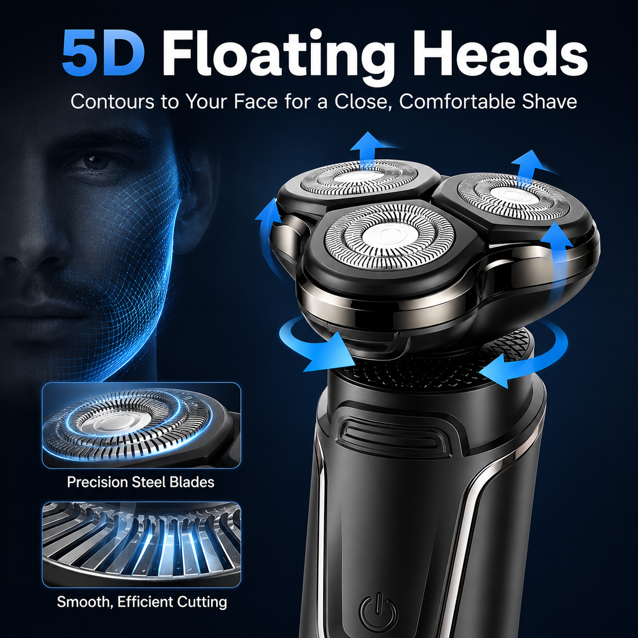 Michpong 3-in-1 Electric Razor, 5D Floating Head Grooming photo 4