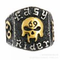 thumbnail image 4 of HOOUN Easy Rider Skull Ring Stainless Steel Gothic Men's Skull Punk Ring Silver Gold-7, 4 of 5