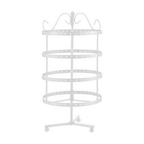 4 Tier Rotating Jewelry Organizer Stand - 360° Spinning Earring Necklace Display Holder, Iron Metal Birdcage Design, Compact 12.2in for Home Storage Gift Wedding Christmas Mother's Day