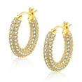 thumbnail image 2 of Lancharmed Gold Plated Holiday Earrings,Circular Full Zircon Earring Gift for Him, 2 of 9