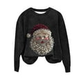 thumbnail image 2 of Ounisa Santa Claus Sweatshirt Women's Christmas Glitter Patch Letter Print Long Sleeve Pullover Top, 2 of 5
