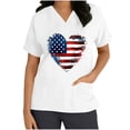 thumbnail image 2 of Gamivast Scrubs for Women Usa Flag Heart Print V-Neck Nursing Scrubs Quick-Dry Breathable Scrub Tops Loose Fit Wrinkle Resistant Healthcare Uniform, 2 of 5