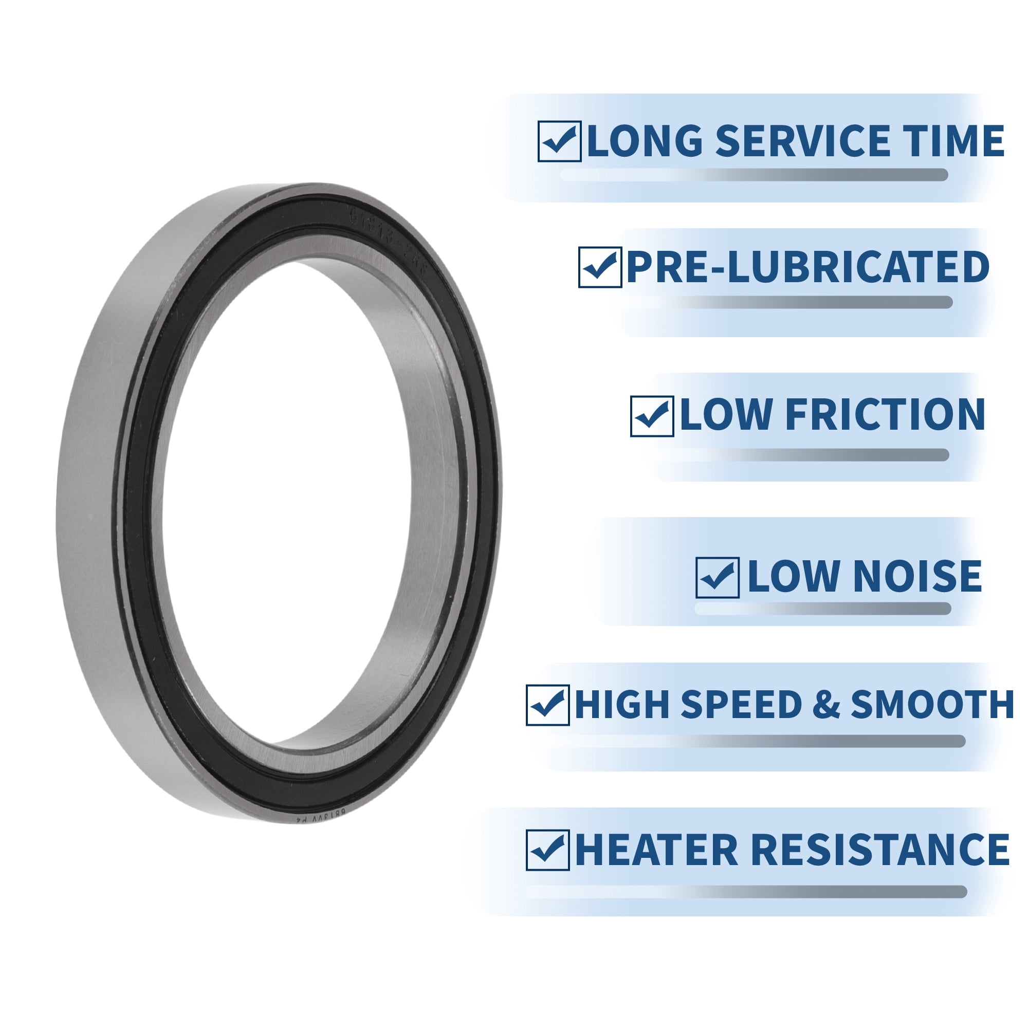 Unique Bargains 6813VV Deep Groove Ball Bearings 65x85x10mm P4 Double Rubber Seal Lubricated Bearings Car Scooter Skateboard Wheel Universal Silver Tone Black