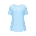 thumbnail image 5 of Womens Tops Dressy Casual Solid-color Fashionable Back-button T-Shirts Round-neck Top Short-sleeved Round-neck Top/T-Shirts, 5 of 7