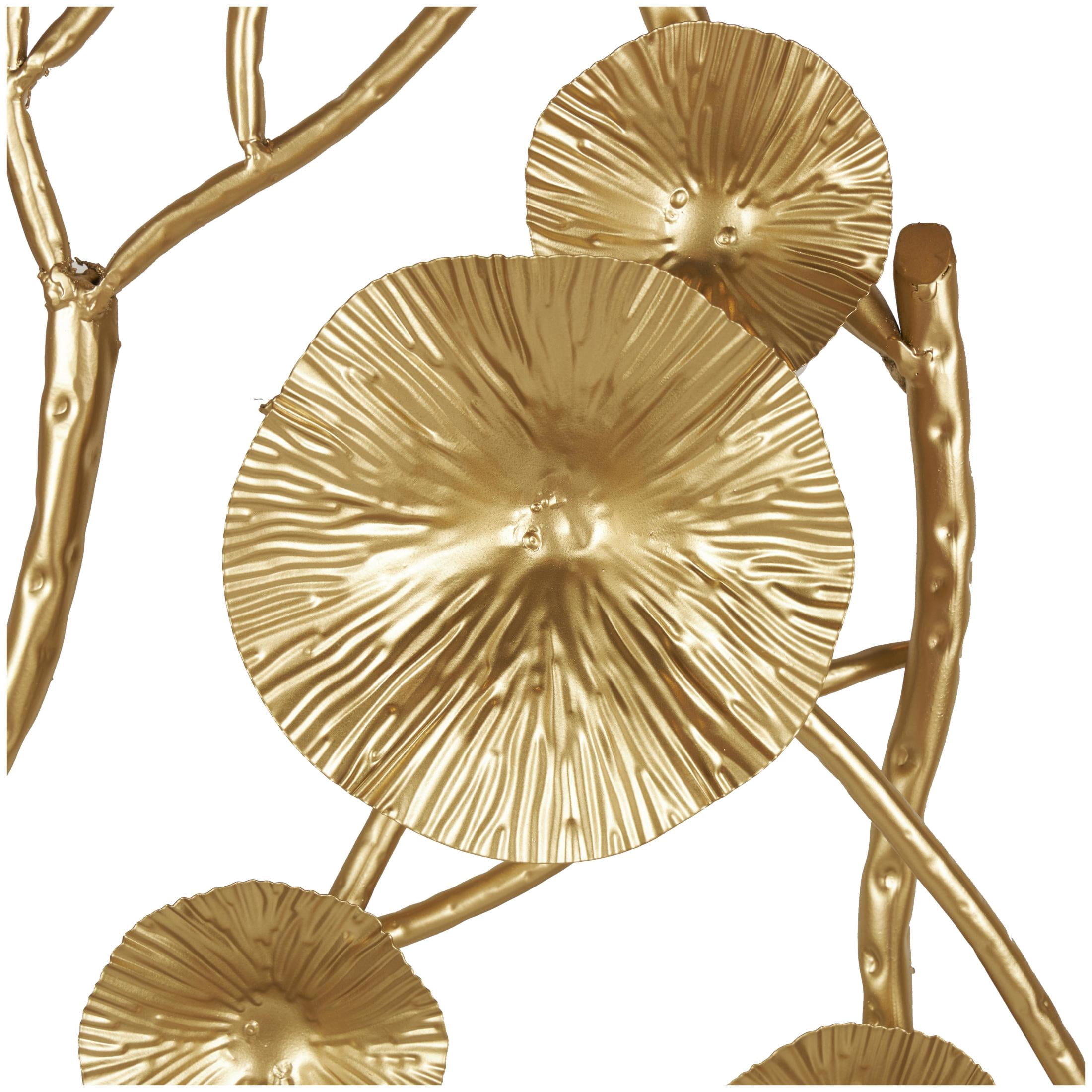 DecMode Gold Metal Dimensional Floral Wall Decor