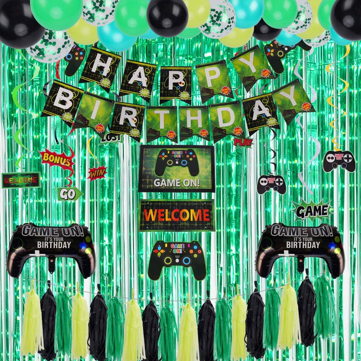 Video Game Party Supplies Decorations Happy Birthday Gaming Banner,GAME