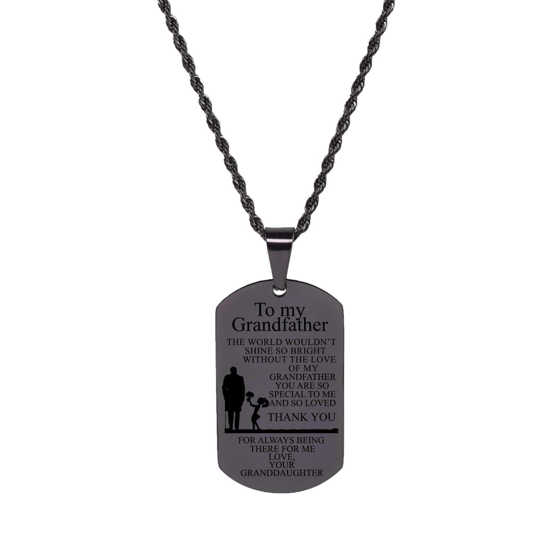 To My Granddaughter Dog Tag Necklace Grandpa Best Birthday Christmas Gifts 