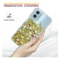 thumbnail image 3 of Rosebono Compatible With Motorola Moto G54 5G Case, 3in1 Hybird Colorful Gradient Quicksand Glitter Liquid Floating with Frame Bumper Protective Armor Case (Gold), 3 of 4