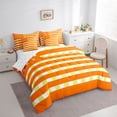 thumbnail image 3 of Homewish Orange Buffalo Plaid Twin Bedding Sets 7-Piece for Adult, Fashion Stripe Lines Bedding Comforter Set, Chic US Flag Reversible Sheet Sets, Breathable Home Decor, 3 of 7