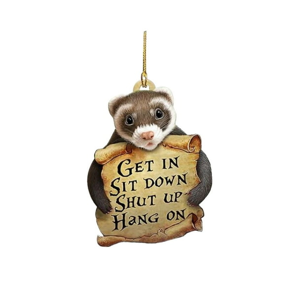 KDFWDM Funny Animal 2D Flat Car Rear View Mirror Accessories Christmas Tree Ornament Decoration Hanging Charm Interior Rearview Pendant Decor Gift