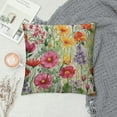 thumbnail image 2 of Creowell  Flower Throw Pillow Cushion Cover, Floral Design Garden Like Romantic Theme Image with Leaves Rose Blooms Daisies Image, Decorative Square Pillow Case, Yellow Pink, 2 of 5