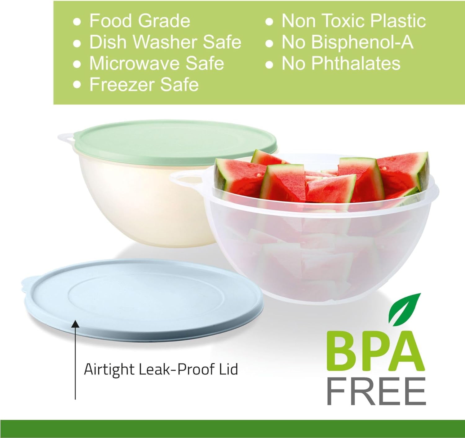 SIGNORA WARE 2‑Pack Large Food Storage Containers – Airtight Lids, Blue & Green