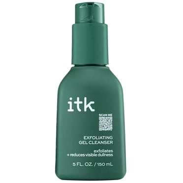 ITK Exfoliating Facial Gel Cleanser - Face Wash to Brighten   Smooth Skin - Dissolves Makeup   Grime Gently- Even-Toned Skin - Glycolic Formula to Brighten Skin, for Normal to Oily Skin, 5 Fl Oz