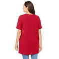 thumbnail image 2 of Woman Within Plus Size Perfect Short-Sleeve Shirred V-Neck Tunic, 2 of 6