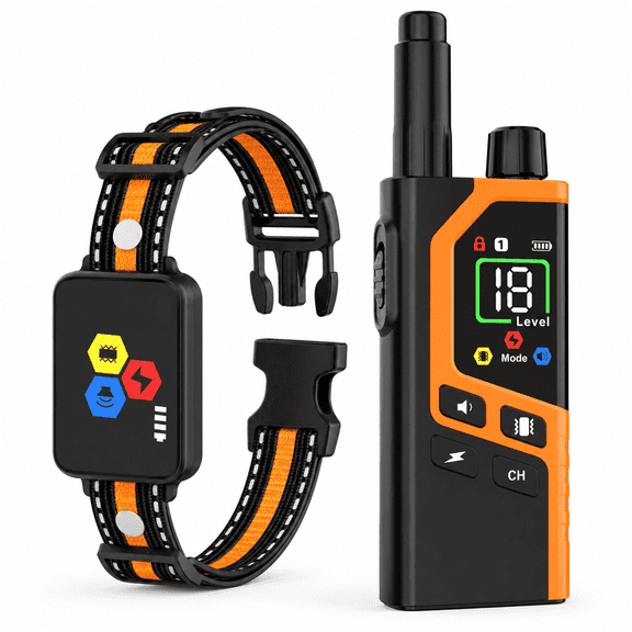 Kawiwi Dog Training Collar with Remote, 3280 ft Rechargeable E-Collar with Beep, Vibration and Shock, IP67 Waterproof Receiver, Digital Display and Safety Lock for Dogs 8-120 lb