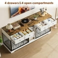 thumbnail image 5 of Juiluna 82” Double Dog Crate Furniture, Large Dog Kennel Indoor for 2 Dogs, Heavy Duty Wooden Dog Crate TV Stand with 4 Drawers and Shelves, White, 5 of 7