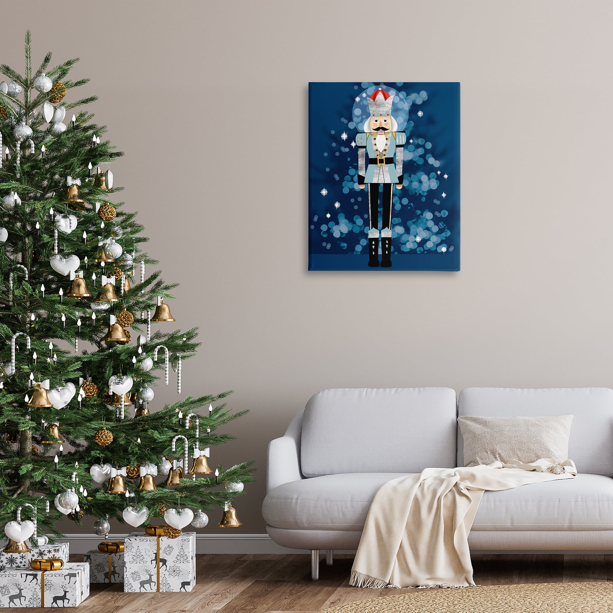 Stupell Industries Blue Holiday Nutcracker Holiday Painting Gallery Wrapped Canvas Art Print Wall Art, 30 x 40