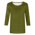 thumbnail image 3 of Womens Tops 3/4 Sleeve Summer Solid Plain Travel Tops Shirts Crewneck Slim Fit Half Sleeve Tshirts Fall Blouse Pullover, 3 of 5