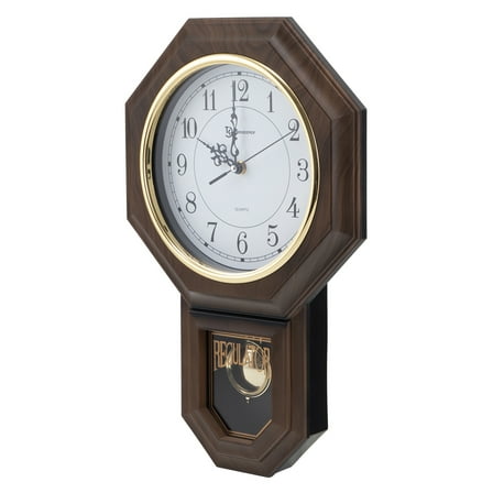 Timekeeper Essex 18.75" Modern Pendulum Wall Clock (Faux Wood), 180WAGMPT
