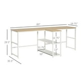 "HomCom Easy Work Home Multi-Use Compact 83"" Two Person Computer Desk ...