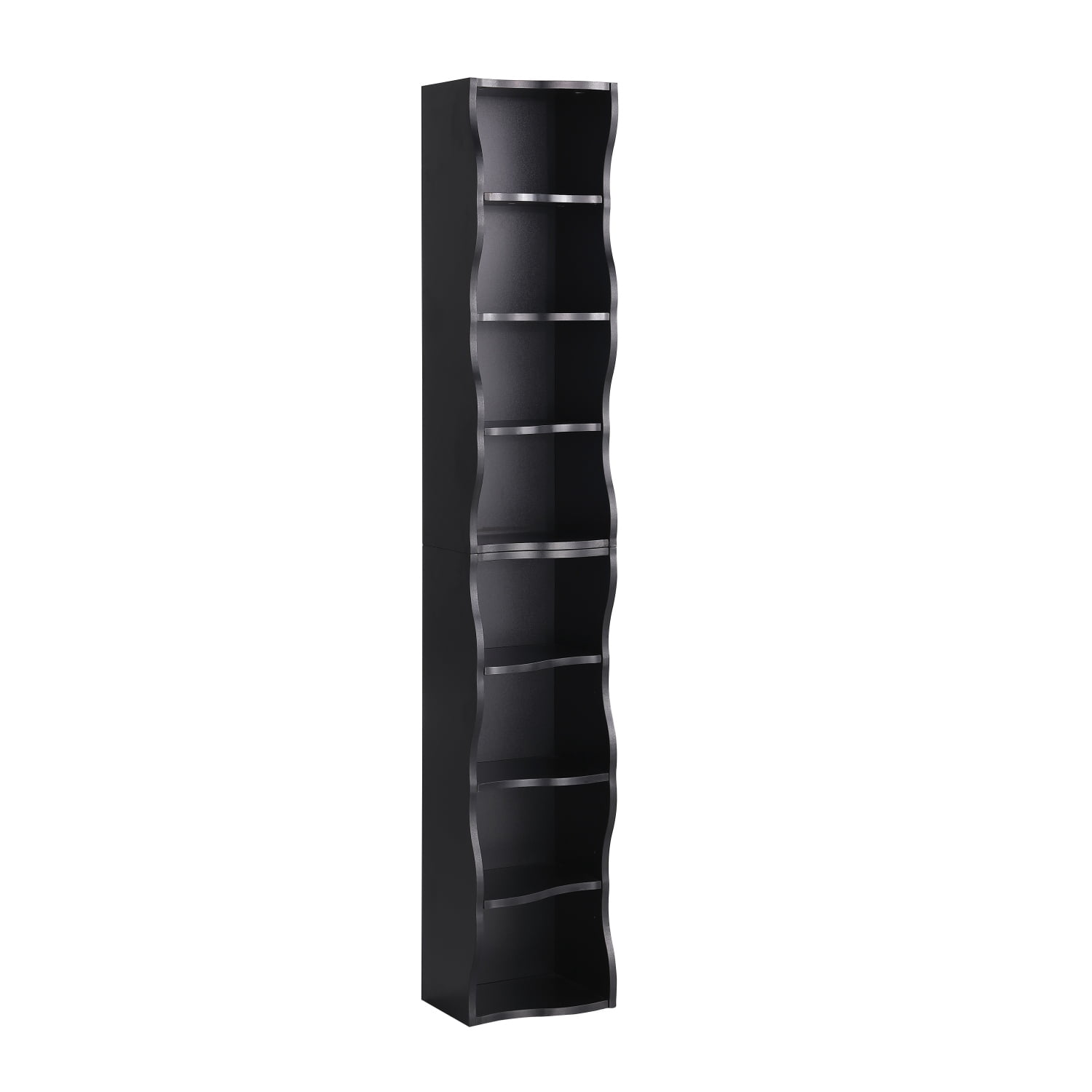 Bapipro 71" Tall Narrow Bookshelf, 8 Tier Corner Bookcase for Small Space, Floor Standing Storage Rack, Display Shelf Organizer for Bedroom, Living Room, Black