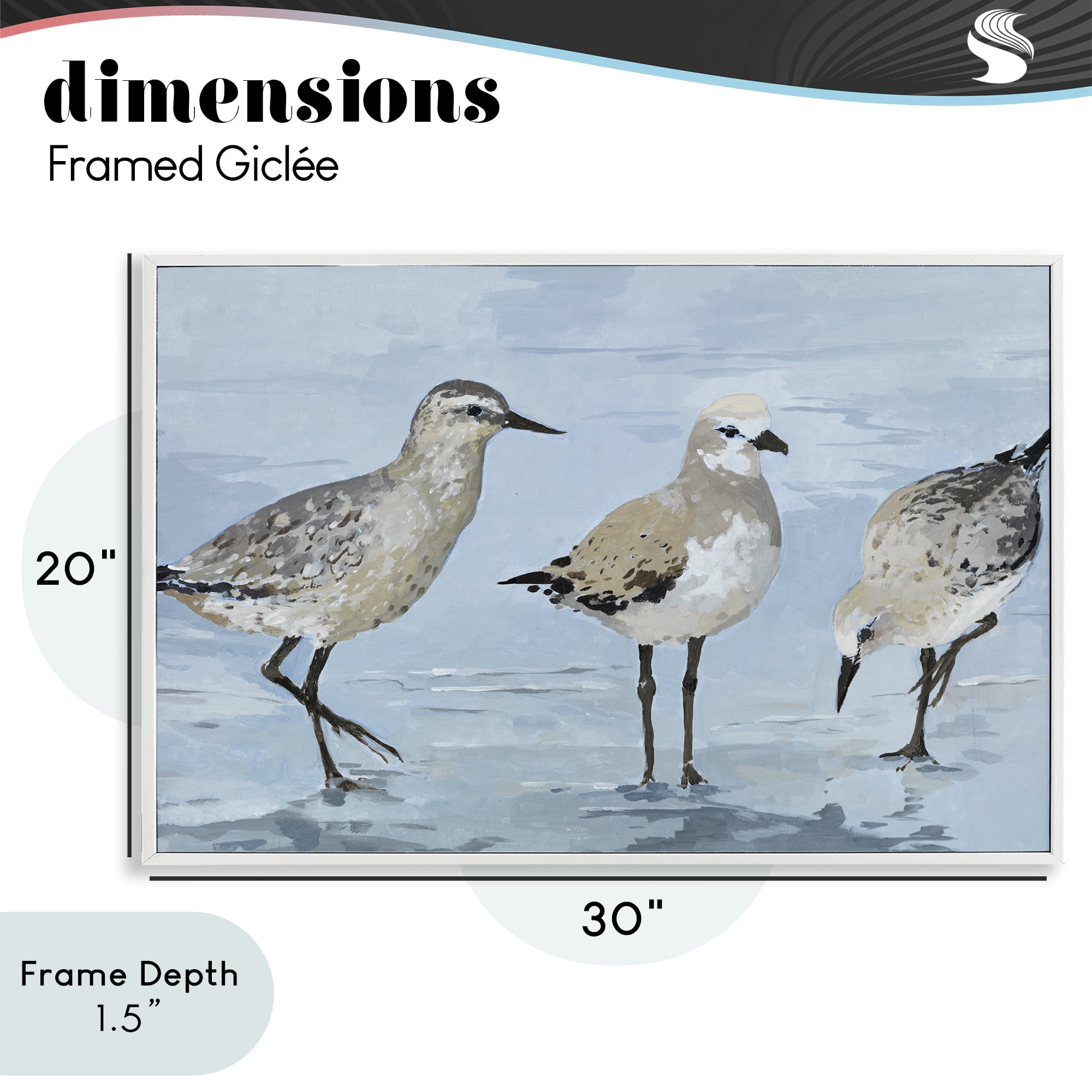 Stupell Industries Sandpipers Beach Coastal Scene White Framed Giclee Art, design by Lorenzo Collective