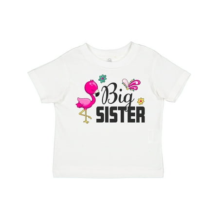 

Inktastic Big Sister with Flamingo and Flowers Girls Toddler T-Shirt