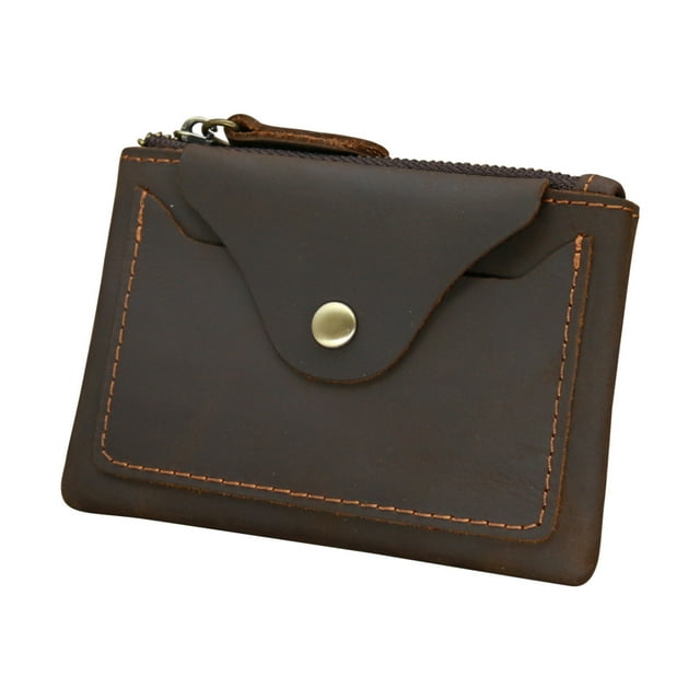 Boys And Girls Leather Coin Purse Leather Horse Brown Brown Zipper Coin Purse