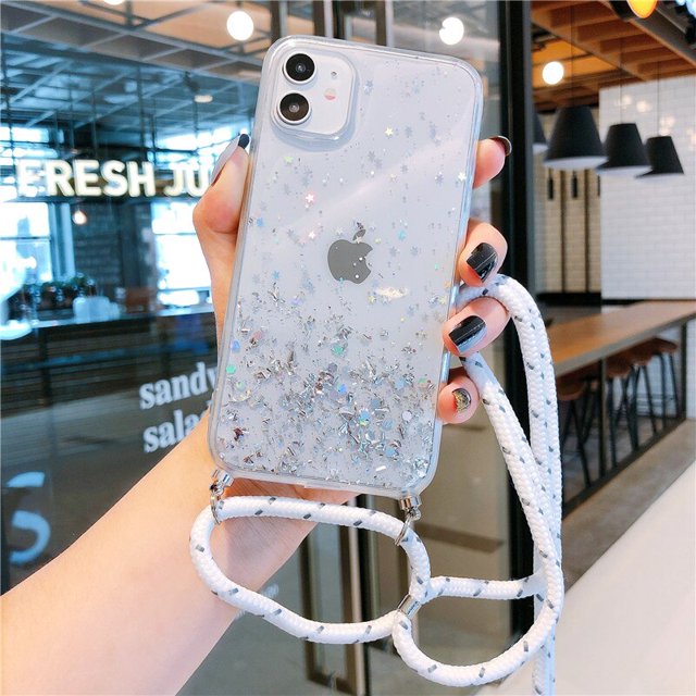 Funda de teléfono con cordón de lentejuelas y estrellas brillantes brillantes para iPhone 14 11 Pro XS Max 12 MiNi XR X 6S 7 8 plus 13 Pro Max SE 3 Tan Jianjun unisex