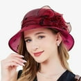thumbnail image 2 of Women's Sun Hats Summer Wide Leaf Flower Bridal Shower Beach Comfortable Breathable Delicate Daily Caps, 2 of 7