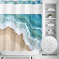thumbnail image 2 of No Hook Shower Curtain, Turquoise Ocean Shower Curtains for Bathroom with See Through Top Window, Gradient Brown Shore Sandy Beach Abstract Waterproof & Washable Bath Curtain Standard 72"x72", 2 of 9