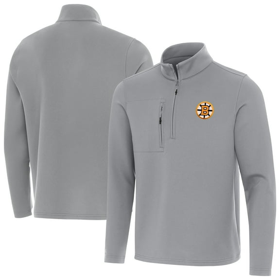 Men's Antigua Gray Boston Bruins Insider Quarter-Zip Pullover