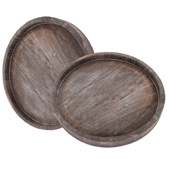 Milisten Wooden Decorative Tray for Home Use Dark Brown Natural Beauty Organizer 2pcs 10.63 x 1.18 inches