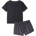 thumbnail image 2 of Pyjama d'Été pour Femmes 2 Pcs Mignon Chat Ensemble de Nuit, Noir, 2 of 5