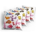 thumbnail image 5 of Ambesonne Fish Throw Pillow Cover 4 Pack, Tropic Life Seaweed Coral, 16", Orange Purple, 5 of 7